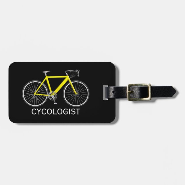 Gul cykel på svart bagagebricka (Horisontell Framsida)