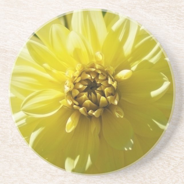Gul Dahlia Berg-och-dal-bana Underlägg Sandsten (Framsidan)