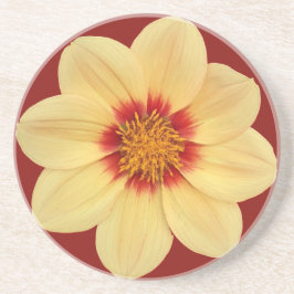 Gul Dahlia på tegelröd blommig Underlägg