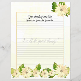 Gul Daisy Blommig Linjerat Brevpapper