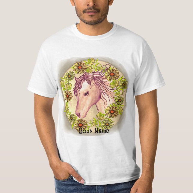 Gul Daisy Häst t-shirt (Framsida)