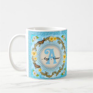 Gul Daisy Monogram-mugg Kaffemugg
