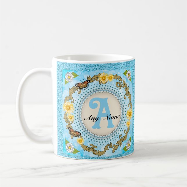 Gul Daisy Monogram-mugg Kaffemugg (Vänster)