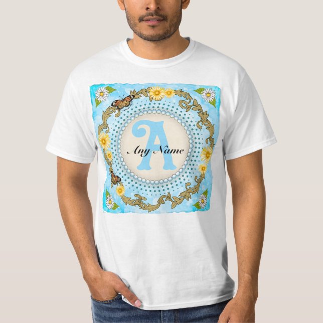 Gul Daisy-monogrammerad t-shirt (Framsida)