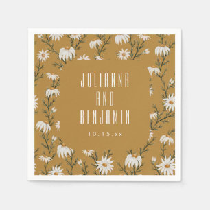 Gul Daisy Vildblomma Boho Bröllops Blommiga Namn Pappersservett