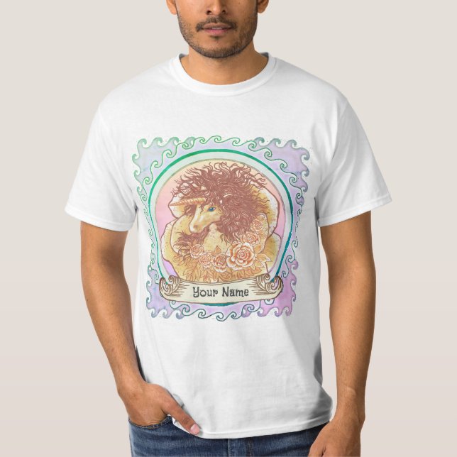 Gul Dam Enhörning  T Shirt (Framsida)