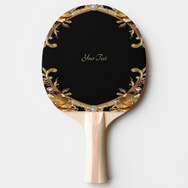 Gul Dekorativa Blommor Ping Pong Paddle Pingisracket (Framsidan)