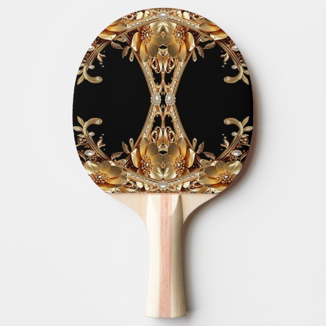 Gul Dekorativa Blommor Ping Pong Paddle Pingisracket (Framsidan)