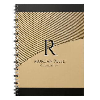 Gul design, namn & monogram, yrke anteckningsbok