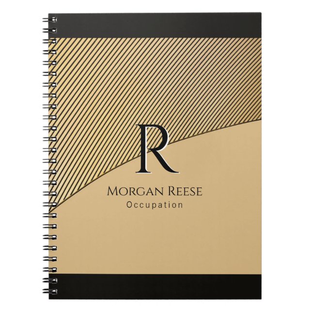 Gul design, namn & monogram, yrke anteckningsbok (Framsidan)