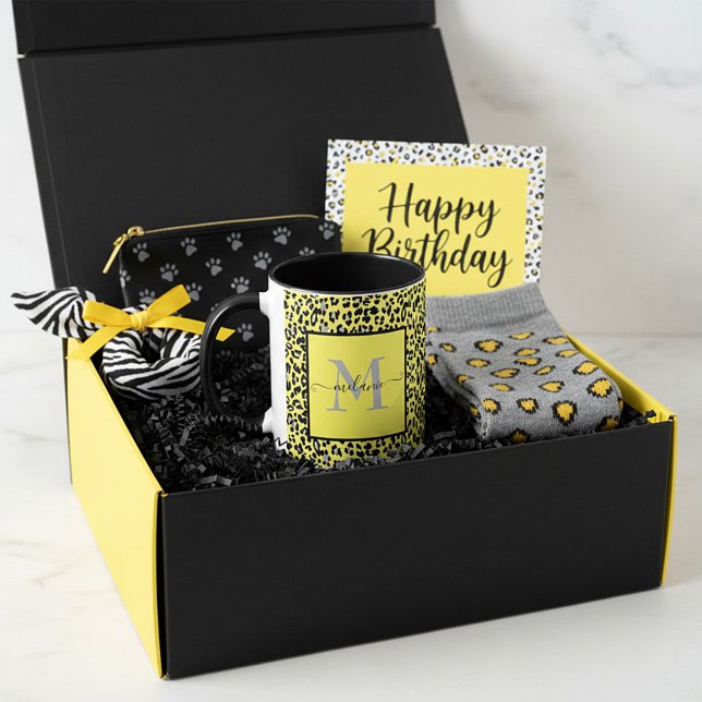 Gul djurtryck personlig mugg (Skapare uppladdad)