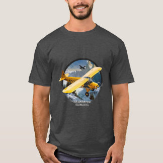 Gul dubbeldäckad t-shirt flyglogotypdesign
