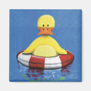 Gul Duckling i en uppblåsbar ringankamagnet Magnet