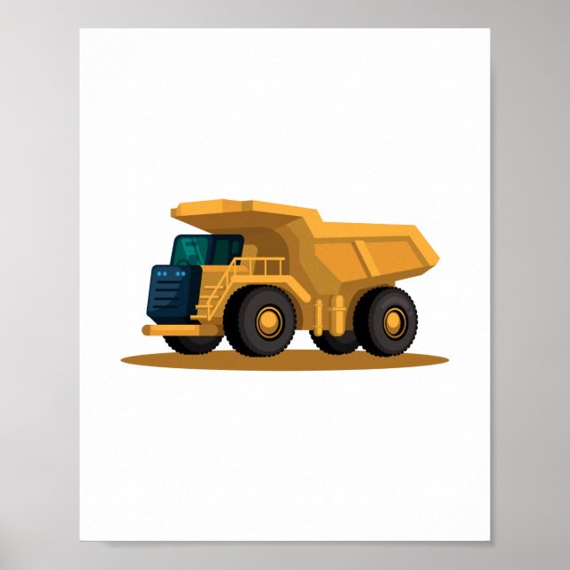 gul dumper lastbil konstruktion fordon plansch poster (Framsidan)
