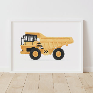 Gul dumper lastbils barn konstruktion fordon dekor