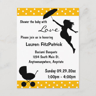 Gul dusch babyen med kärlekinbjudan inbjudningar