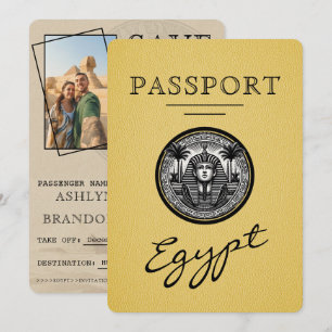 Gul Egypten Pass Bröllop Spara Datum Datumet