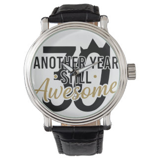 Gul elegant skrift "Awesome" typografi svart Armbandsur