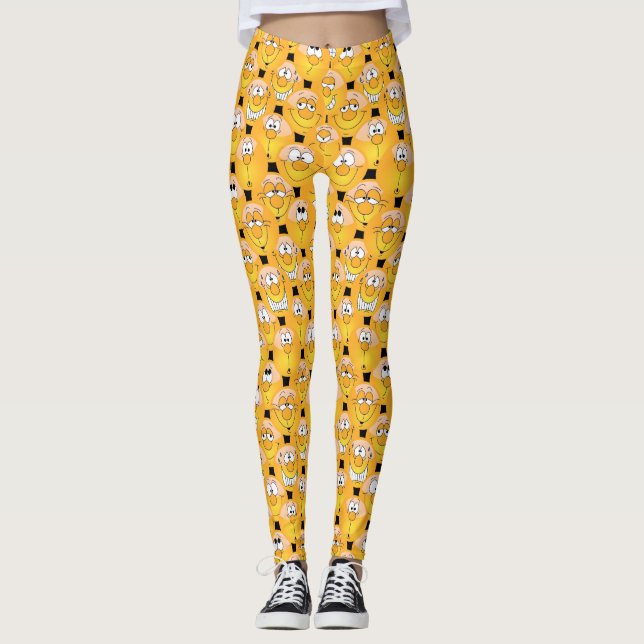 Gul Emoji för roligt moderiktig design Leggings (Framsida)