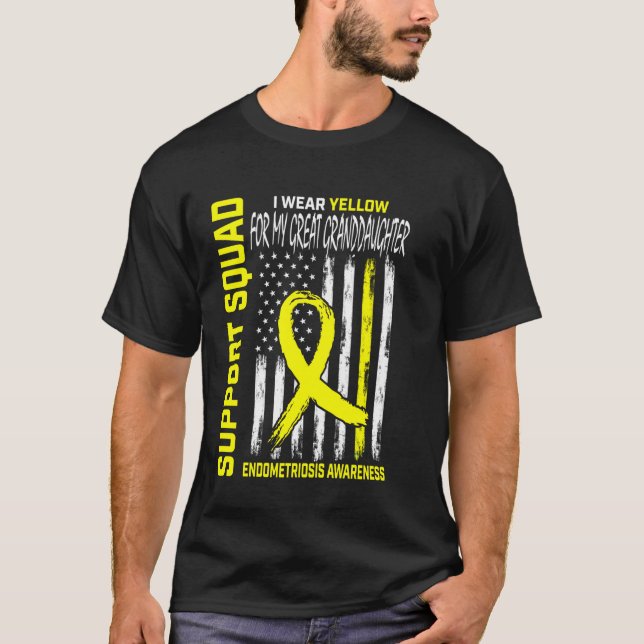 Gul Endometrios Medvetenhet Bakbarns Barnbarn T Shirt (Framsida)