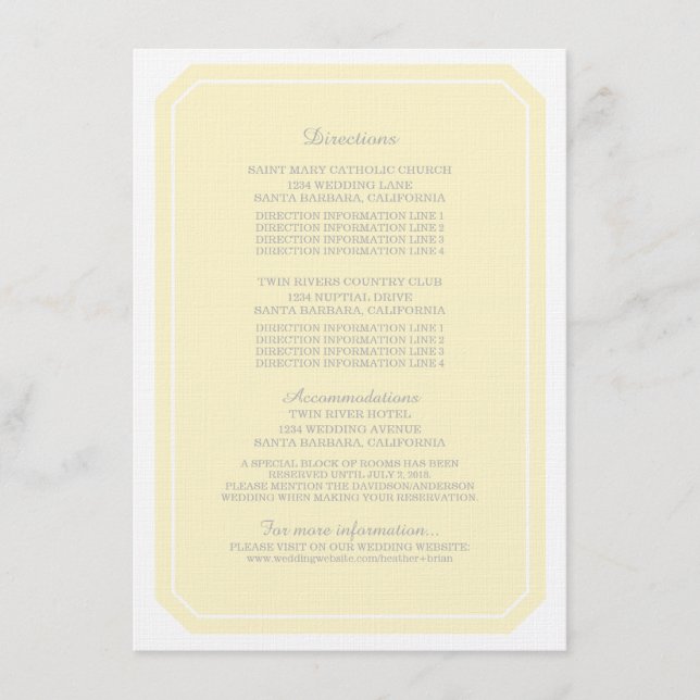 Gul Enkel Elegant Informationskort Tilläggskort (Framsida)