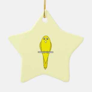 Gul fågel. Canary. Julgransprydnad Keramik