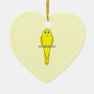 Gul fågel. Canary. Julgransprydnad Keramik