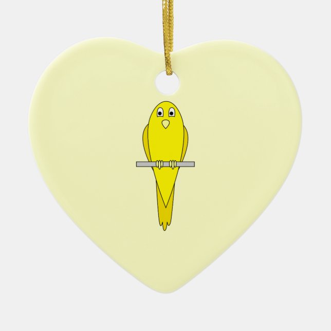 Gul fågel. Canary. Julgransprydnad Keramik (Framsidan)