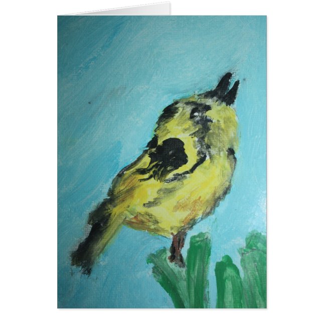 Gul fågel hälsningskort (Framsidan)