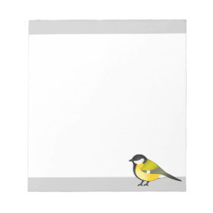 Gul Fågel Parus Major Tecknad Illustration Anteckningsblock