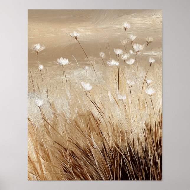 Gul fältblomma #4 – Varm neutral vildblomma Poster (Framsidan)