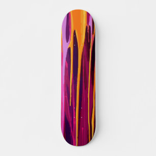 Gul färg dropp över rosa och lila abstrakt mini skateboard bräda 18,5 cm