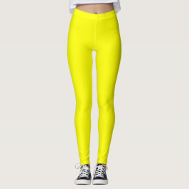 Gul Färg Enhetlig Oslagen Leggings