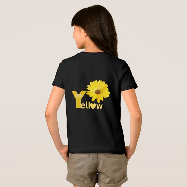 Gul färg på svart t shirt (Baksida Full)