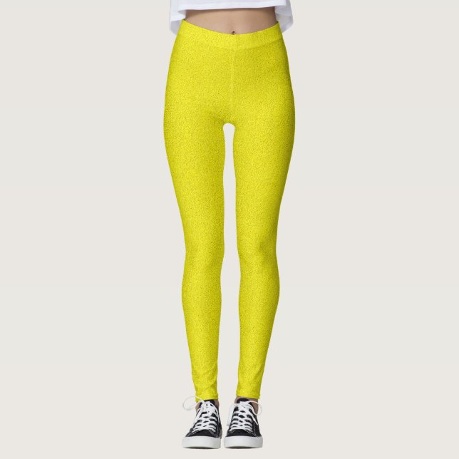 Gul färg, texturerad tryck Leggings (Framsida)