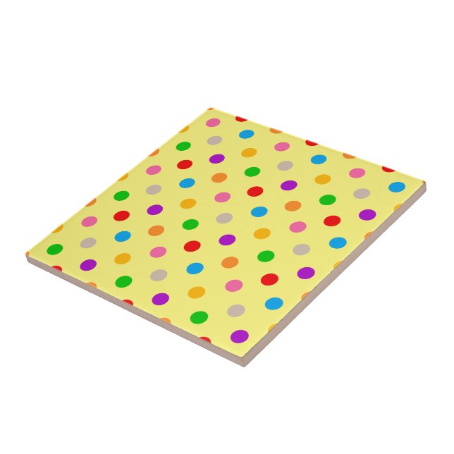 Gul Färgglad Regnbåge Prickar Design  Kakelplatta (Sidan)