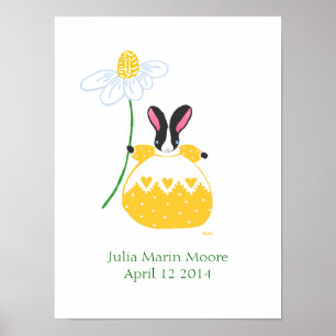 Gul Fifi Daisy Bunny födelsedagsaffisch Poster
