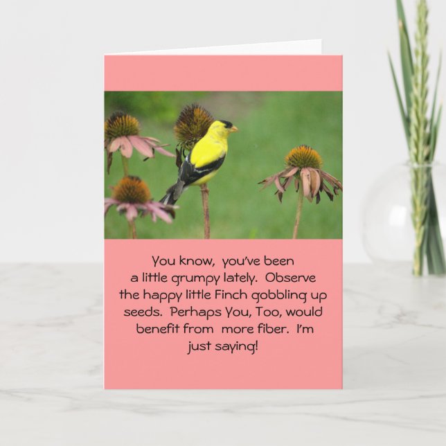 GUL FINCH PÅ CONEFLOWER/HUMOR/FRIENDSHIP KORT (Framsida)
