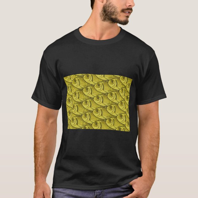 Gul fisk mönster t shirt (Framsida)