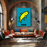 Gul fisk Pop Art Djärv Djur Tecknad Silhuett Poster<br><div class="desc">Denna gula fisk pop art affisch har en lekfull tecknad silhuett på en turkos bakgrund. Med starka konturer och minimalistisk popstil är den en del av Pop Animal Collection,  perfekt för att lägga till djärva färger och rolig karaktär på dina väggar.</div>