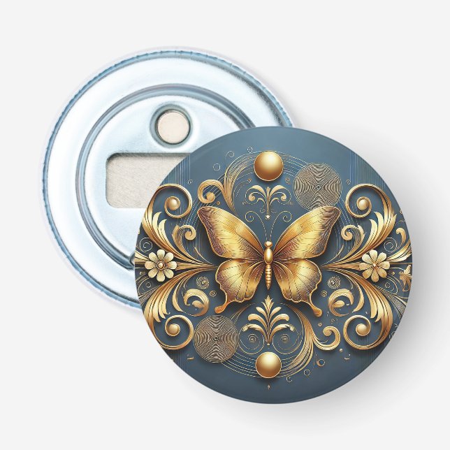 Gul fjärilsdesign flasköppnare (Framsidan)