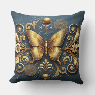 Gul fjärilsdesign kudde