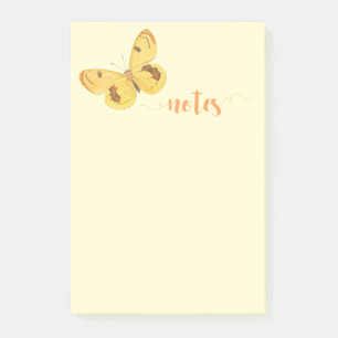 Gul fjärilsvintagekonst som Posta-det noterar Post-it Block