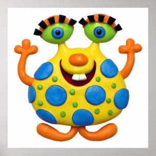 Gul Fläckig Monster Baby Boy Shower Barn Poster