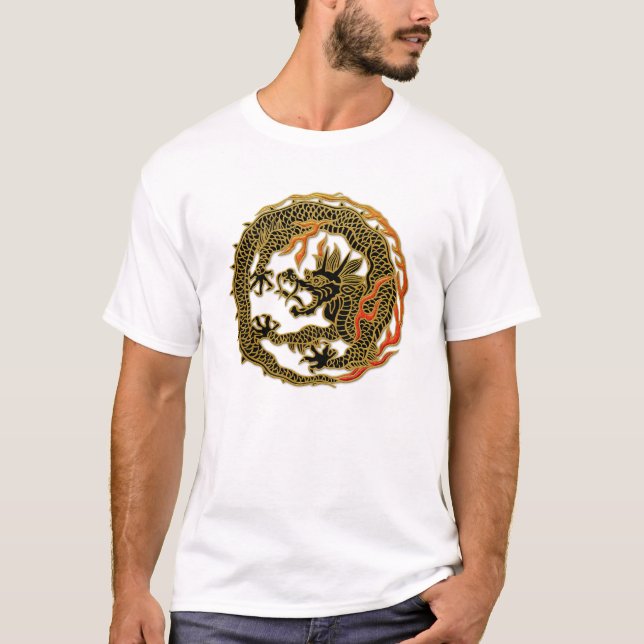 Gul Flamdrake Emblem T Shirt (Framsida)