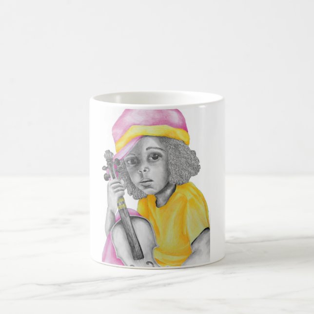 Gul flicka för rosor kaffemugg (Center)