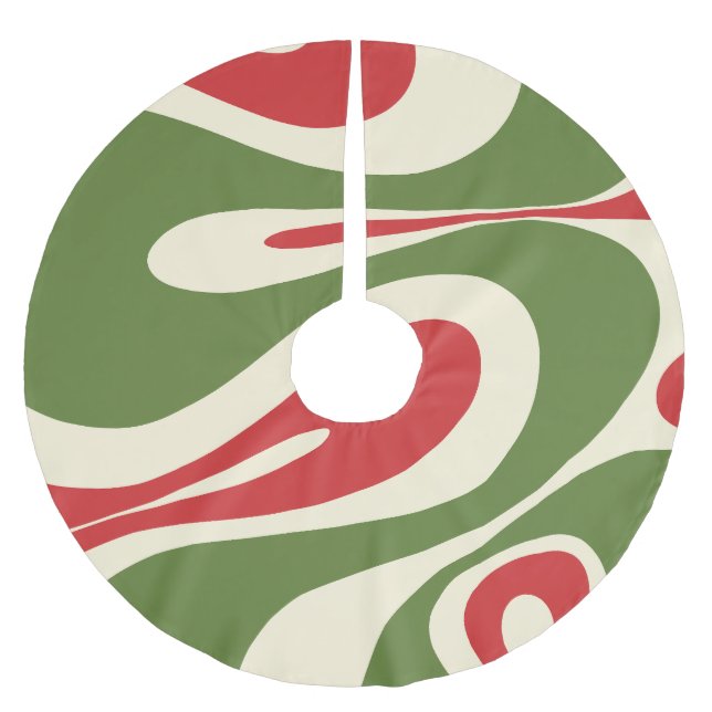 Gul Flow Trippy Abstrakt jul Mönster Julgransmatta Borstad Polyester (Framsidan)