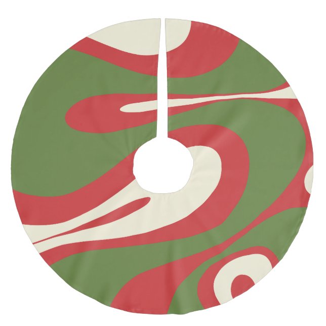 Gul Flow Trippy Abstrakt jul Mönster Julgransmatta Borstad Polyester (Framsidan)