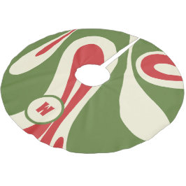 Gul Flow Trippy Abstrakt Julafton Mönster Initial Julgransmatta Borstad Polyester