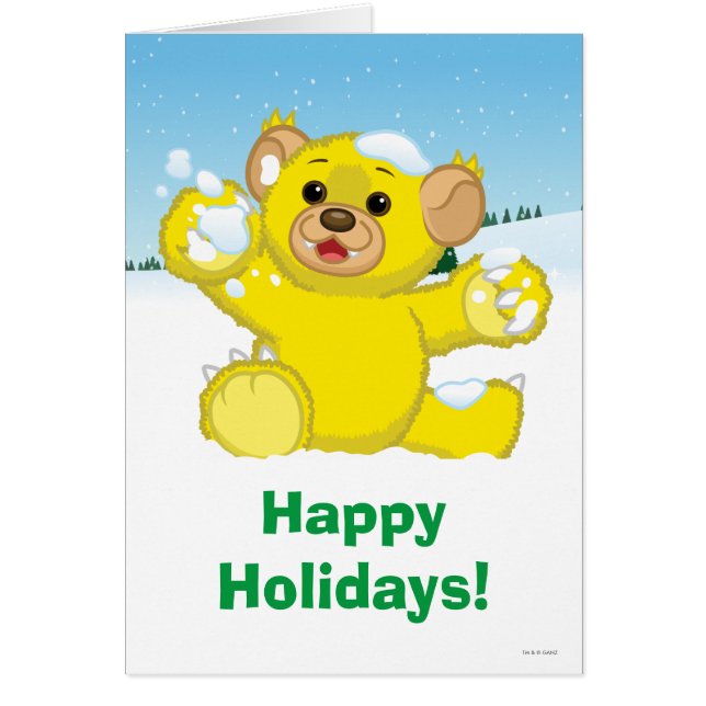 Gul fluffig unge hälsningskort (Framsidan)